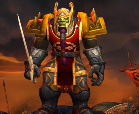 My level 90 warrior decked out in glorious golden heirlooms. Yes, he's fashion conscious. 